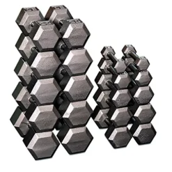 Body-Solid Hexagon Dumbbell Set 80-100 lb. Pairs Grey
