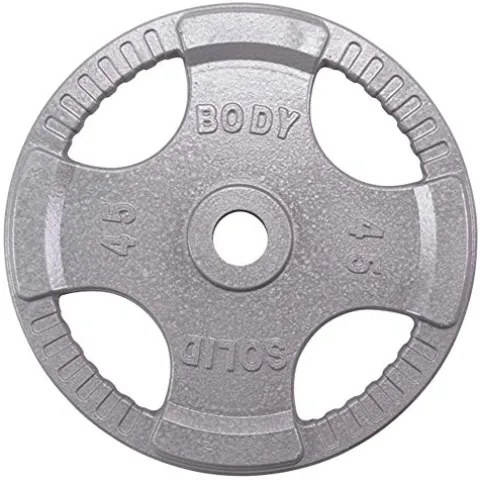 Body-Solid Olympic Quad Grip Weight Plate Set 455 lb Chrome/Gray