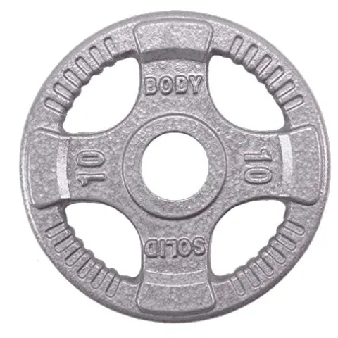 Body-Solid Olympic Quad Grip Weight Plate Set 455 lb Chrome/Gray