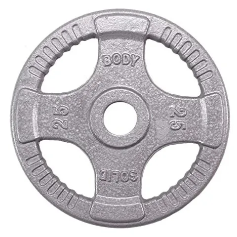 Body-Solid Olympic Quad Grip Weight Plate Set 455 lb Chrome/Gray