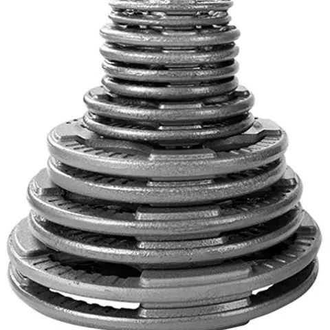 Body-Solid Olympic Quad Grip Weight Plate Set 455 lb Chrome/Gray