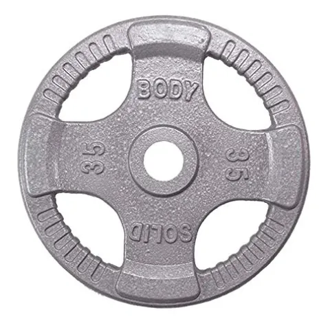 Body-Solid Olympic Quad Grip Weight Plate Set 455 lb Chrome/Gray