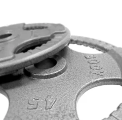 Body-Solid Olympic Quad Grip Weight Plate Set 455 lb Chrome/Gray