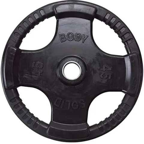 Body-Solid Olympic Weight Plates Set 355lbs Quad Grip Rubber Coated Black