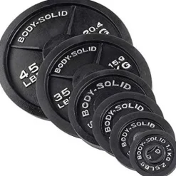 Body-Solid (OSB455) Olympic Weight Plate Set with Bar Black