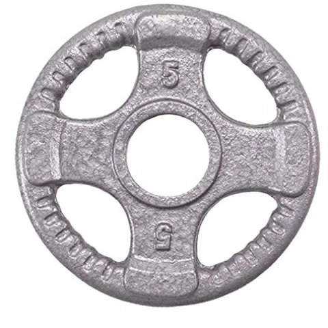 Body-Solid (OST255) Cast Iron Olympic Quad Grip Weight Plate Set Chrome Gray