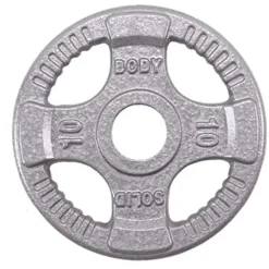 Body-Solid (OST255) Cast Iron Olympic Quad Grip Weight Plate Set Chrome Gray