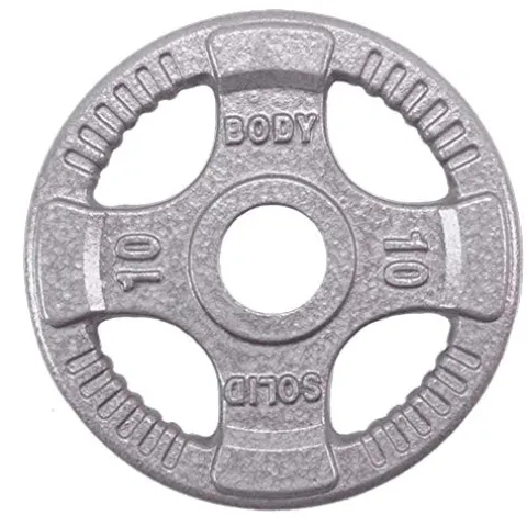 Body-Solid (OST255) Cast Iron Olympic Quad Grip Weight Plate Set Chrome Gray