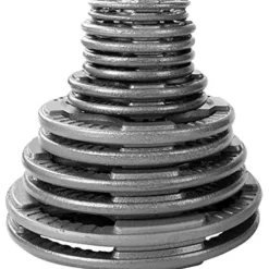 Body-Solid (OST255) Cast Iron Olympic Quad Grip Weight Plate Set Chrome Gray