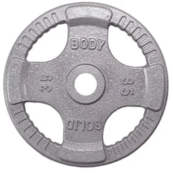 Body-Solid (OST255) Cast Iron Olympic Quad Grip Weight Plate Set Chrome Gray