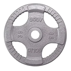 Body-Solid (OST355) Olympic Quad Grip Design Weight Plate Set – Chrome, Gray