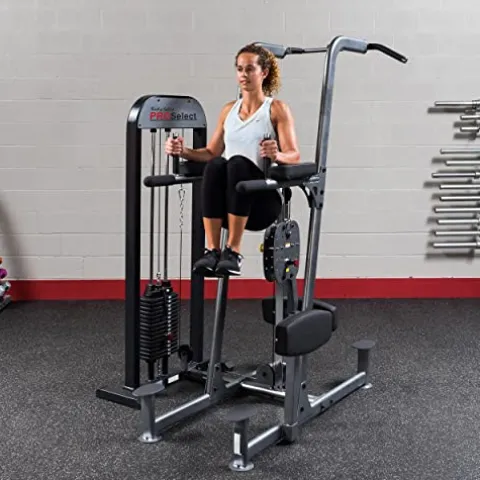 Body-Solid Pro Select Free Standing Weight Assisted Chin-Dip Machine 310 lbs Grey Black