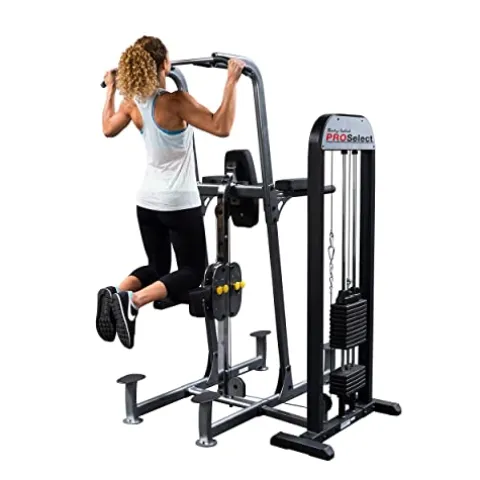 Body-Solid Pro Select Free Standing Weight Assisted Chin-Dip Machine 310 lbs Grey Black