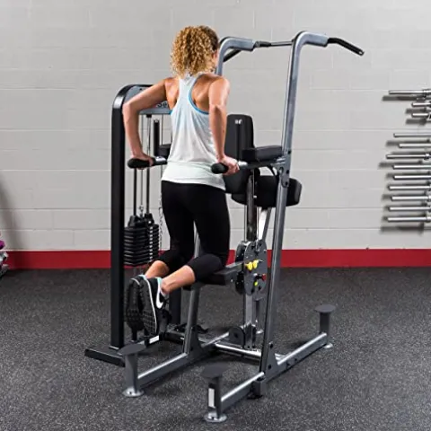 Body-Solid Pro Select Free Standing Weight Assisted Chin-Dip Machine 310 lbs Grey Black