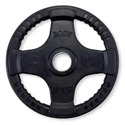 Body-Solid Quad Grip Design Rubber Plate Olympic Weight Plates 255lbs Set Black