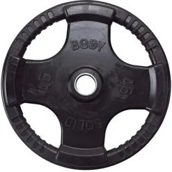 Body-Solid Quad Grip Design Rubber Plate Olympic Weight Plates 255lbs Set Black