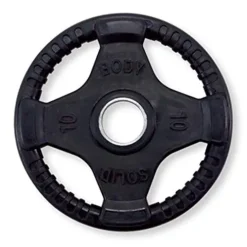 Body-Solid Quad Grip Design Rubber Plate Olympic Weight Plates 255lbs Set Black