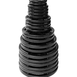 Body-Solid Quad Grip Design Rubber Plate Olympic Weight Plates 255lbs Set Black