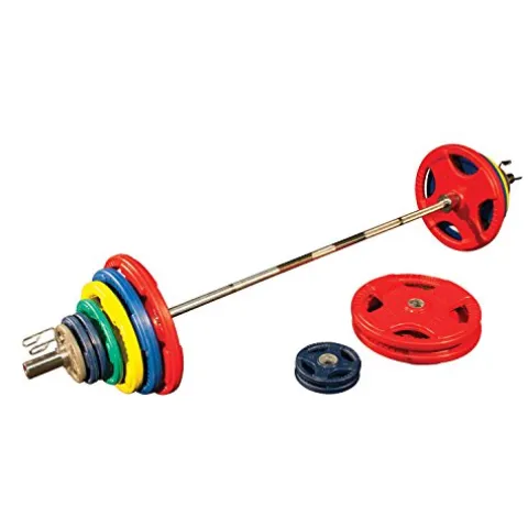 Body-Solid Quad Grip Design Rubber Plate – Olympic Weight Plates Set Multi