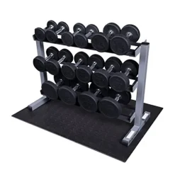 Body-Solid Round Rubber Dumbbell Set with Rack