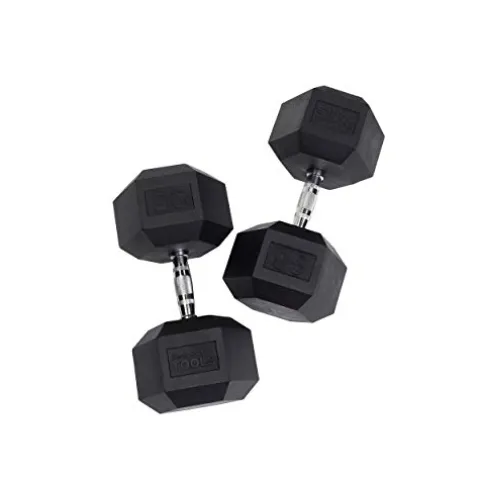 Body-Solid Rubber Coated Hexagon Dumbbells Black