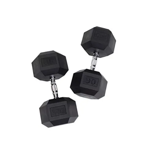 Body-Solid Rubber Coated Hexagon Dumbbells Black