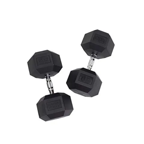 Body-Solid Rubber Coated Hexagon Dumbbells Black