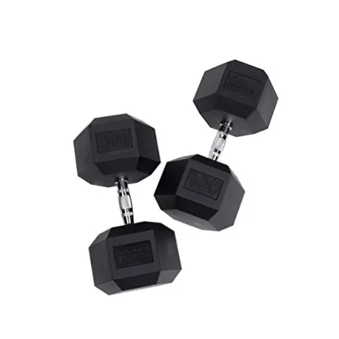 Body-Solid Rubber Coated Hexagon Dumbbells Black