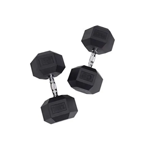 Body-Solid Rubber Coated Hexagon Dumbbells Black