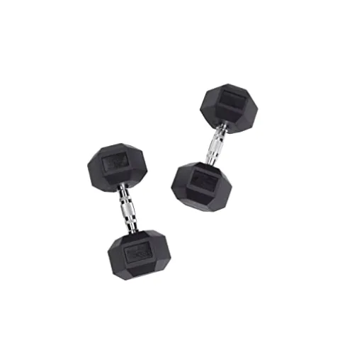 Body-Solid Rubber Hex Dumbbell Set 5-50 lbs Black