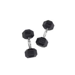 Body-Solid Rubber Hex Dumbbell Set 5-50 lbs Black