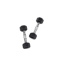 Body-Solid Rubber Hex Dumbbell Set 5-50 lbs Black