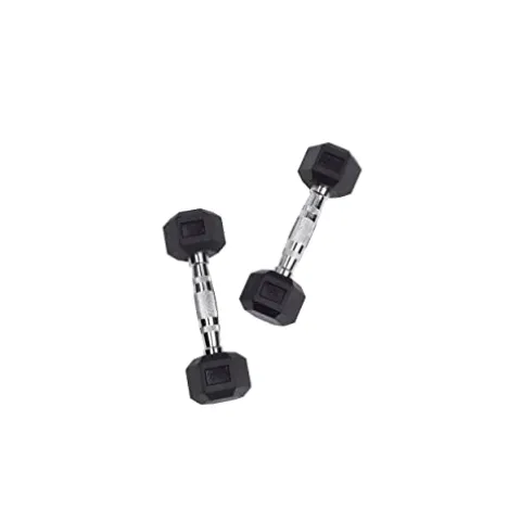 Body-Solid Rubber Hex Dumbbell Set 5-50 lbs Black