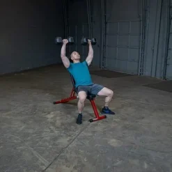 Body-Solid Smith Machine Package with Bench, Olympic 255 lbs. Weight Set Red