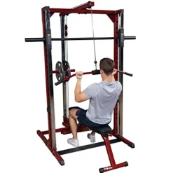Body-Solid Smith Machine Package with LAT Attachment and Bench Red