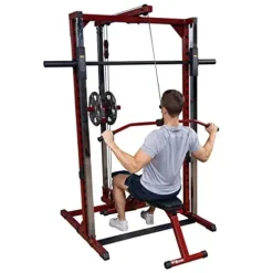 Body-Solid Smith Machine Package with LAT Attachment and Bench Red