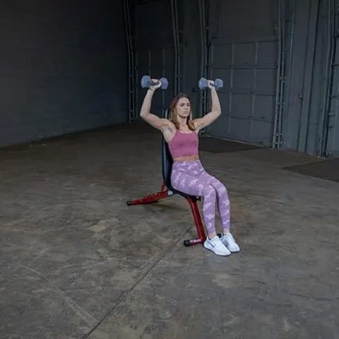 Body-Solid Smith Machine Package with LAT Attachment and Bench Red