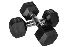 Bolt Fitness Supply Hex Rubber Dumbbell Set 5-35 lb Black Silver