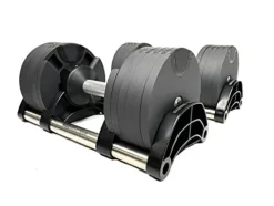 Bolt Fitness Supply NUOBELL Adjustable Dumbbell Pair Black Silver | 5-50LB, Multiple Weight Levels, One-Hand | Strength Training Equipment