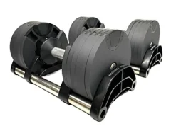 Bolt Fitness Supply NUOBELL Adjustable Dumbbell Pair Black Silver | 5-50LB, Multiple Weight Levels, One-Hand | Strength Training Equipment