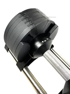 Bolt Fitness Supply NUOBELL Adjustable Dumbbell Pair Black Silver | 5-50LB, Multiple Weight Levels, One-Hand | Strength Training Equipment