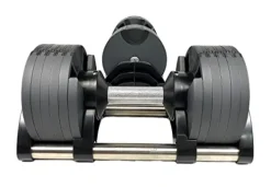 Bolt Fitness Supply NUOBELL Adjustable Dumbbell Pair Black Silver | 5-50LB, Multiple Weight Levels, One-Hand | Strength Training Equipment