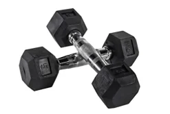 Bolt Fitness Supply Rubber Dumbbell Set 5-50 lb Hex with Metal Handles (Pair) Black, Silver