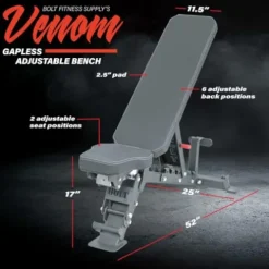 Bolt Fitness Supply VENOM Gapless Adjustable Bench Black