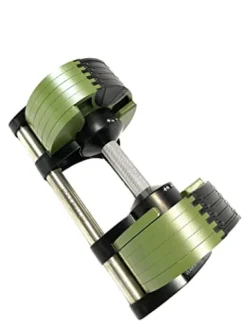 Bolt Fitness Supply x NÜOBELL Adjustable Dumbbell 5-50LB (Pair) Green Silver. Full Body Workout Home Gym.