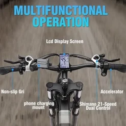 Bopzin Folding Electric Bike for Adults 26”-2000W 48V 20AH-Foldable Black