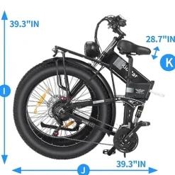 Bopzin Folding Electric Bike for Adults 26”-2000W 48V 20AH-Foldable Black