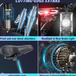 Bopzin Folding Electric Bike for Adults – 1500W 37MPH Ebike with 48V 20AH 960Wh Battery – 26″ x 4.0″ 75 Miles – 21-Speed Gears – Beach Mountain Snow Electric Bicycle UL Certified 26”-2000W 48V 20AH -Foldable