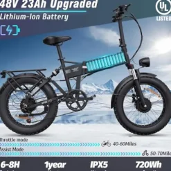 Bopzin Folding Electric Bike for Adults – Dual Motor 2000W 31MPH Ebike 20”-2000W 48V 23AH -Foldable