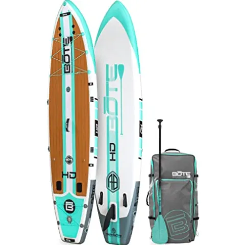BOTE HD Aero Inflatable Stand Up Paddle Board MAGNEPod Compatible Blow Up iSUP – 11 FT 6 in – Full Trax Seafoam